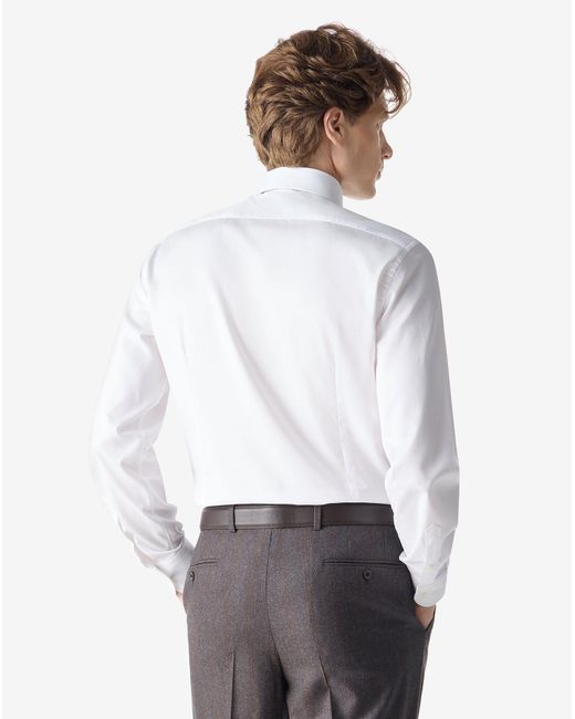 Corneliani White Shirt With Cotton Honeycomb Micro Pattern for men