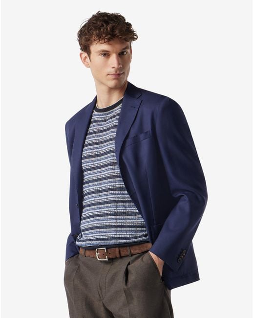 Corneliani Blue Extra Light Wool And Silk Jacket for men