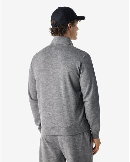 Corneliani Gray Light And Dark Melange Wool And Cotton Double Hoodie for men