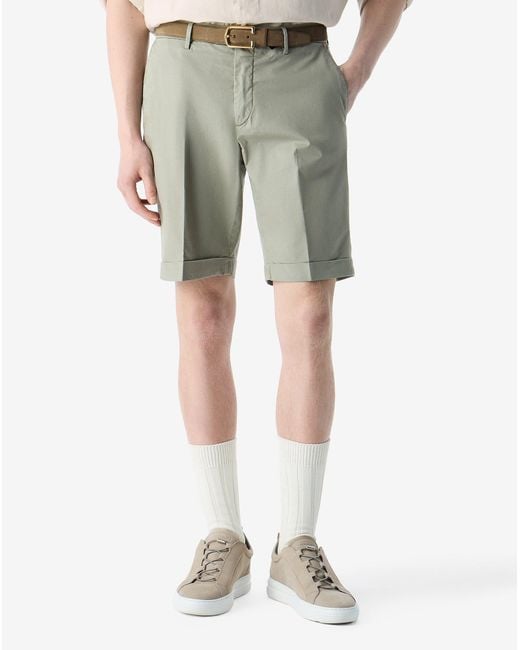 Corneliani Green Garment-Dyed Light Gabardine Bermuda Shorts for men