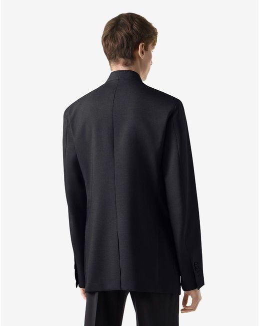 Corneliani Blue Mohair Jacket Without Lapels for men