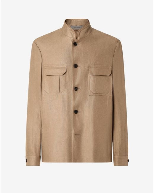 Corneliani Natural Linen Twill Overshirt for men