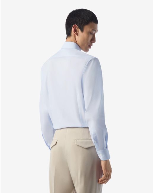 Camicia Con Microriga Bianca E Azzurra di Corneliani in Blue da Uomo