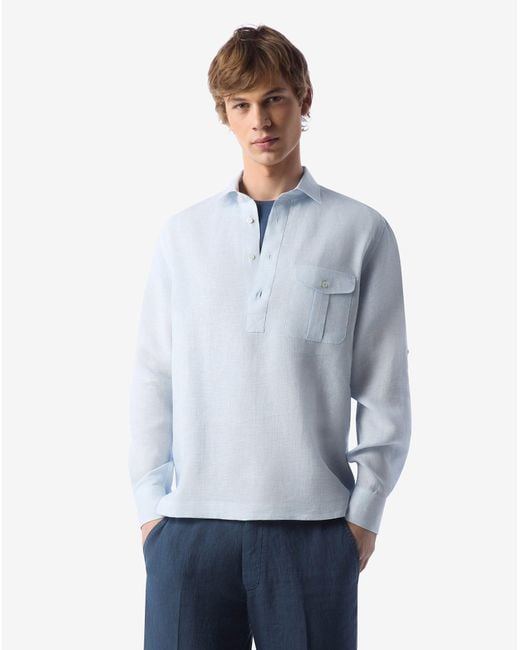 Corneliani Blue Light Pure Linen Shirt for men