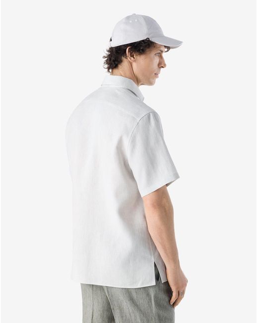 Corneliani White Chambray Linen Shirt for men