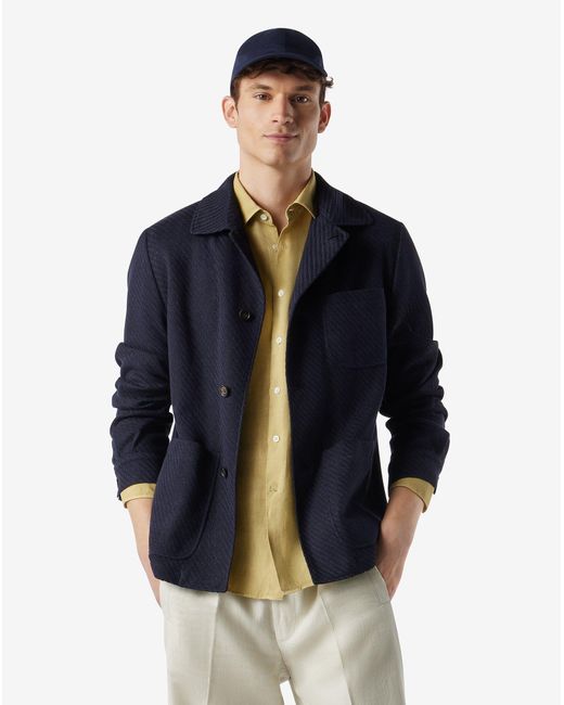 Corneliani Blue Linen And Silk Jersey Jacket for men