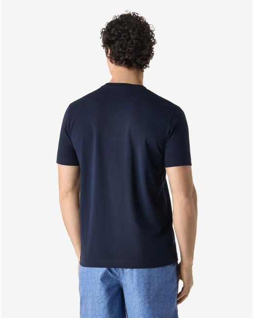 Corneliani Blue Crew Neck Stretch Jersey T-Shirt for men