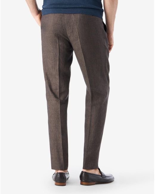 Corneliani Gray 2-Dart Chambray Linen Trousers for men