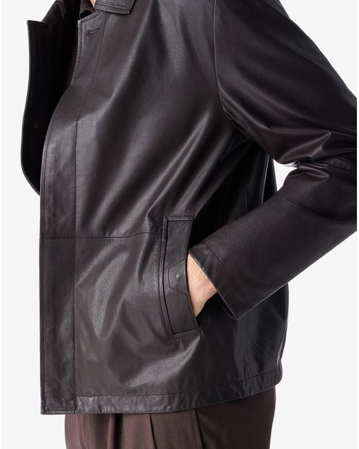 Corneliani Black Nappa Leather Jacket for men