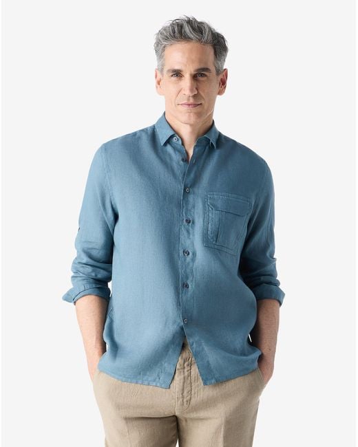 Corneliani Blue Pure Linen Shirt for men
