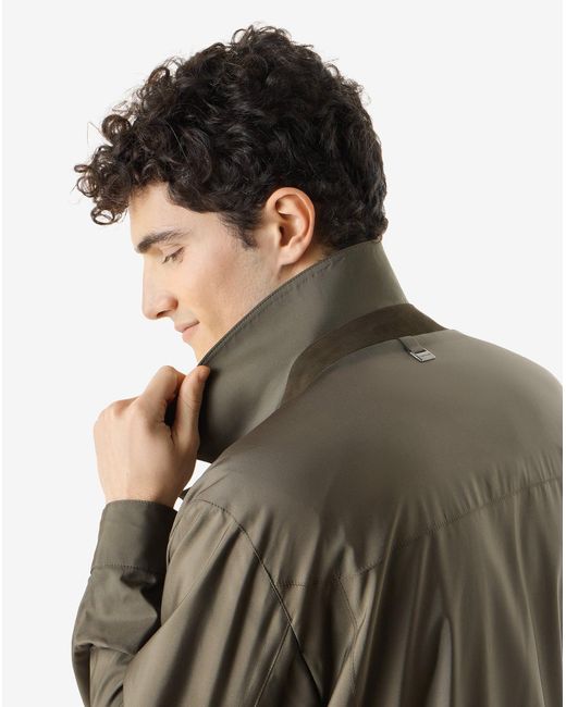 Corneliani Green Dark Technical Silk Caban Coat for men