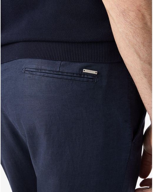 Corneliani Blue Garment-Dyed Canvas Trousers for men