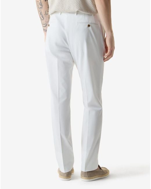 Corneliani White Single-Pleat Stretch Cotton Gabardine Trousers for men