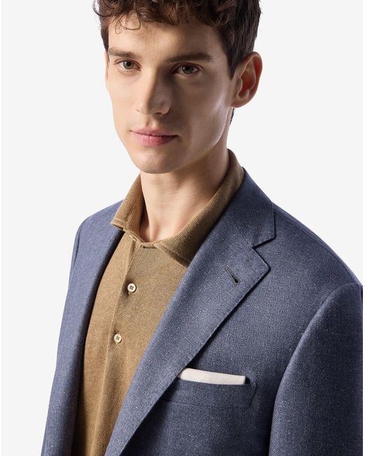 Corneliani Blue Denim Wool And Silk Jacket for men