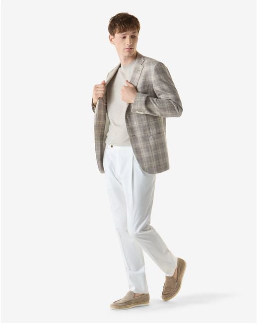 Corneliani White Single-Pleat Stretch Cotton Gabardine Trousers for men