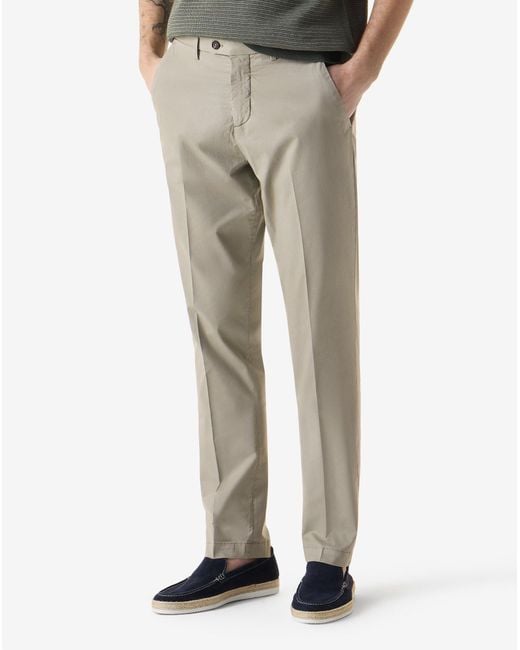 Corneliani Natural Light Garment-Dyed Gabardine Trousers for men