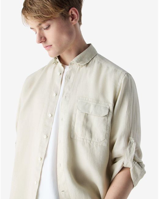 Corneliani White Pure Linen Shirt for men