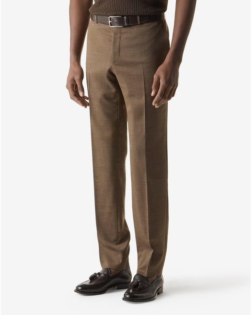 Corneliani Brown Wool And Stretch Linen Suit for men