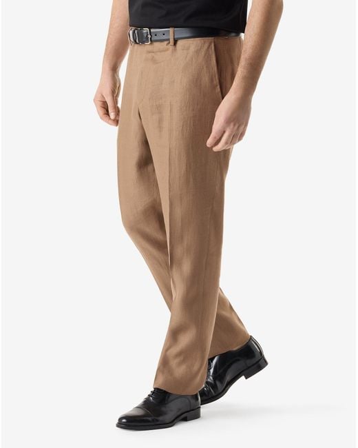 Corneliani Natural Linen-Twill Chino Trousers for men