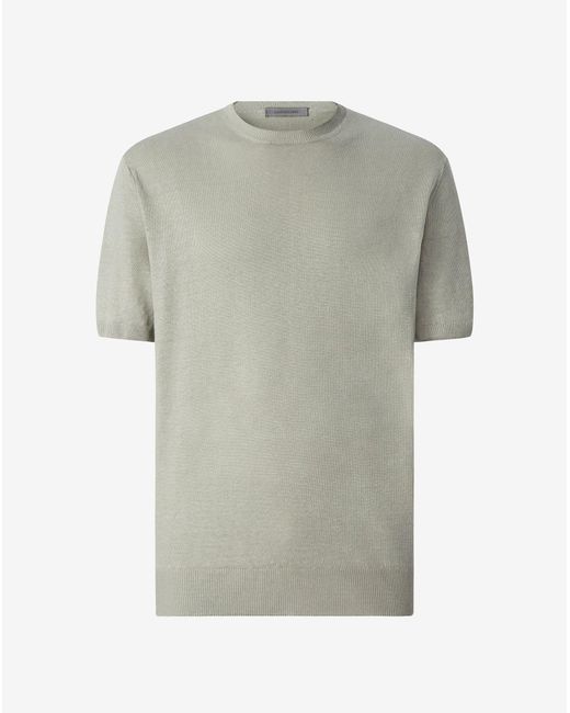 Corneliani Gray Dark Pure Linen Crew Neck Knitwear for men