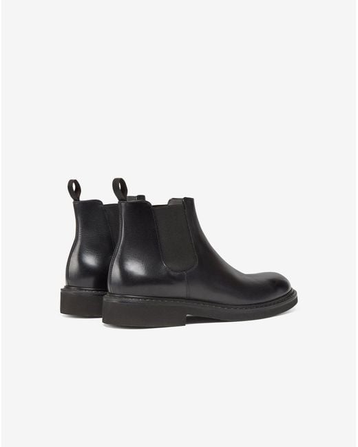 Corneliani Black Aged Calfskin Chelsea Boots for men