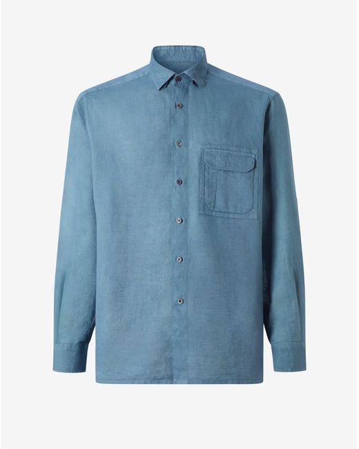Corneliani Blue Pure Linen Shirt for men