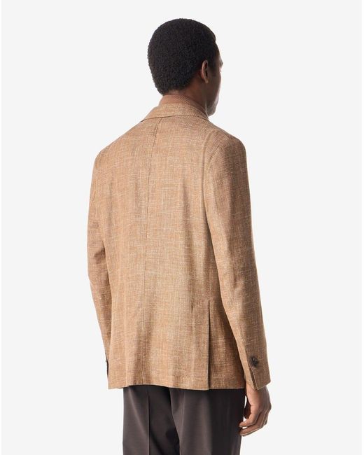 Corneliani Natural Wool, Linen And Silk Jacket With Inner Vest for men