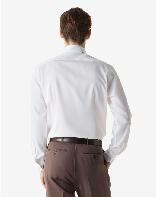 Corneliani White Cotton Twill Shirt for men