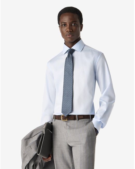 Corneliani White Light Cotton Twill Shirt for men