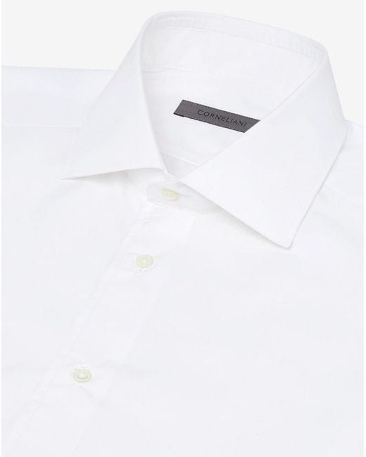 Corneliani White Cotton Poplin Shirt for men