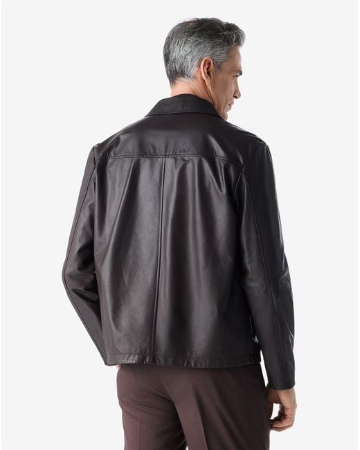 Corneliani Black Nappa Leather Jacket for men