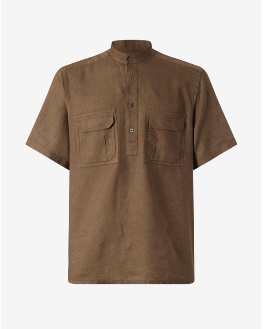 Corneliani Brown Linen Shirt for men