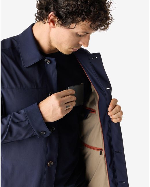 Corneliani Blue Stretch Technical Wool Field Jacket for men
