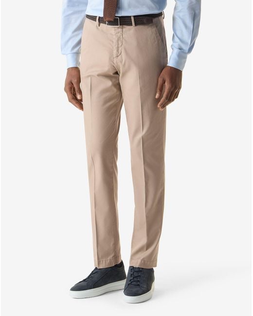 Corneliani Natural Garment-Dyed Gabardine Trousers for men