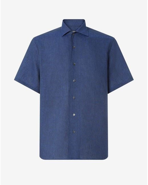 Corneliani Blue Chambray Linen Shirt for men