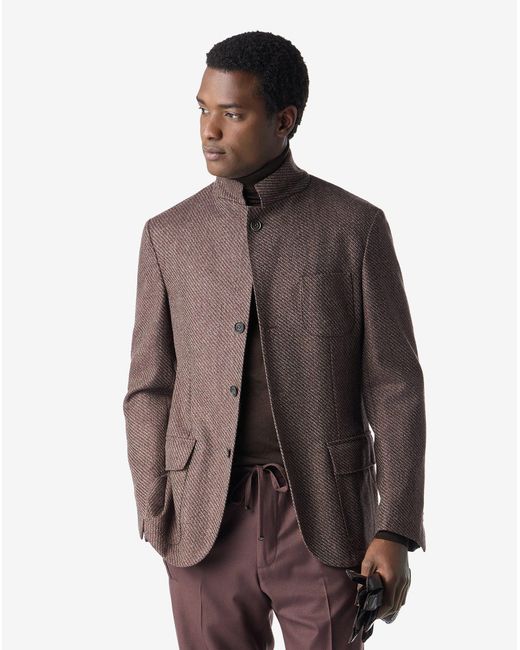 Corneliani Brown Burned Earth Wool, Silk And Cashmere Jacket for men