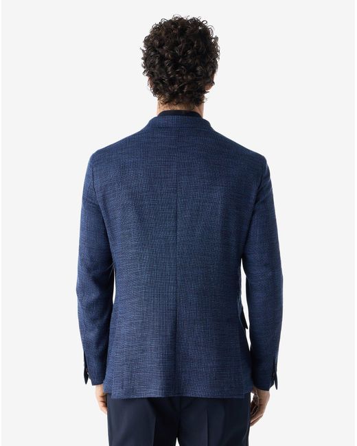 Corneliani Blue Wool, Silk And Stretch Cotton Jacket for men