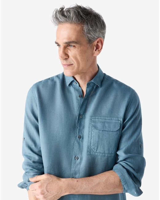 Corneliani Blue Pure Linen Shirt for men