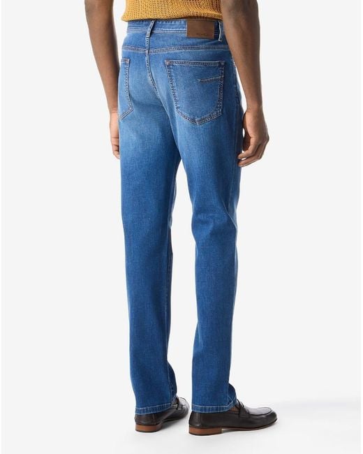 Corneliani Blue 5-Pocket Trousers Made From Stretch Denim for men