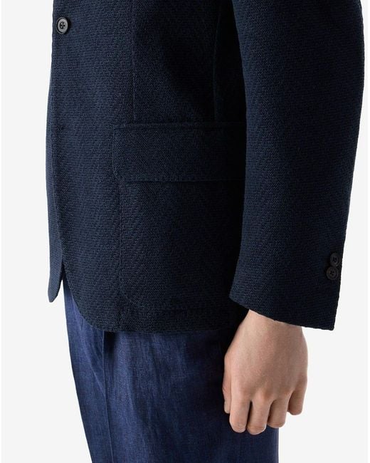 Corneliani Blue Linen And Silk Jersey Jacket for men