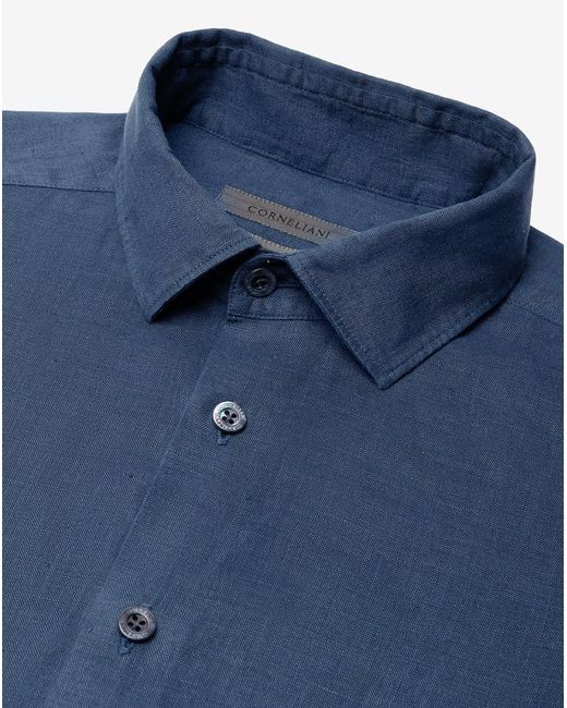 Corneliani Blue Pure Linen Shirt for men