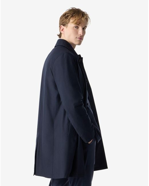 Corneliani Blue Technical Fabric Trench Coat With Detachable Inner Lining for men