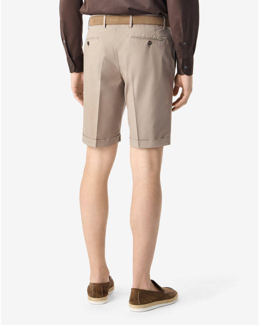Corneliani Natural Garment-Dyed Gabardine Bermuda Shorts for men