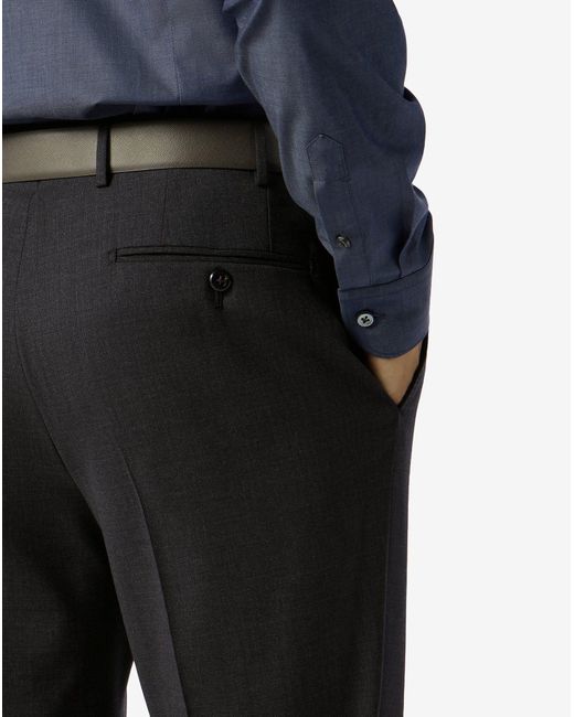 Corneliani Blue Anthracite Stretch Wool Bengaline Trousers for men