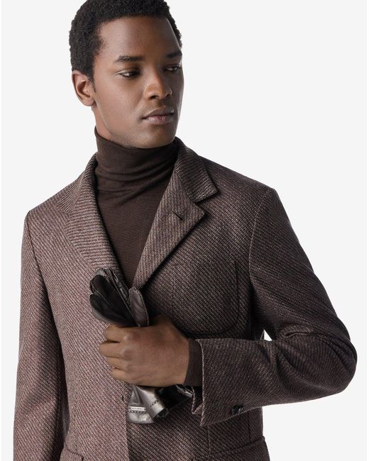 Corneliani Brown Burned Earth Wool, Silk And Cashmere Jacket for men