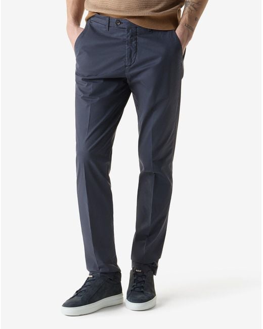 Corneliani Blue Garment-Dyed Gabardine Trousers for men