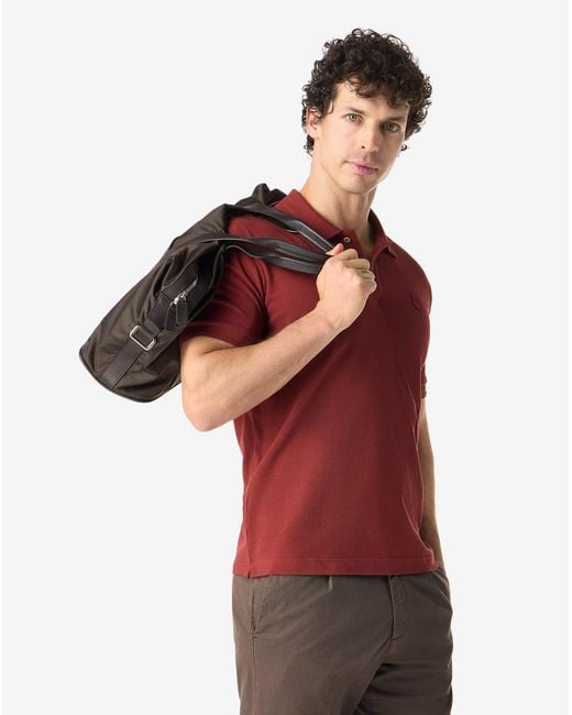Corneliani Red Burgundy Button-Up Cotton Pique Polo Shirt for men
