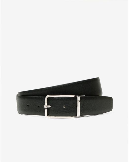 Corneliani Black Taupe Leather Belt for men