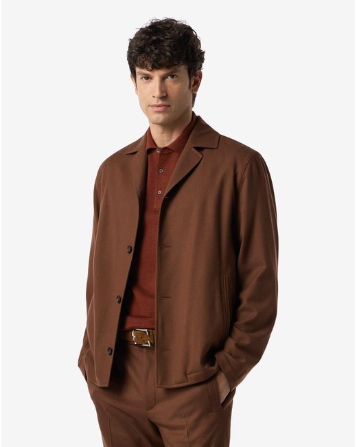 Corneliani Brown Ultra Fine 160's Wool Overshirt for men