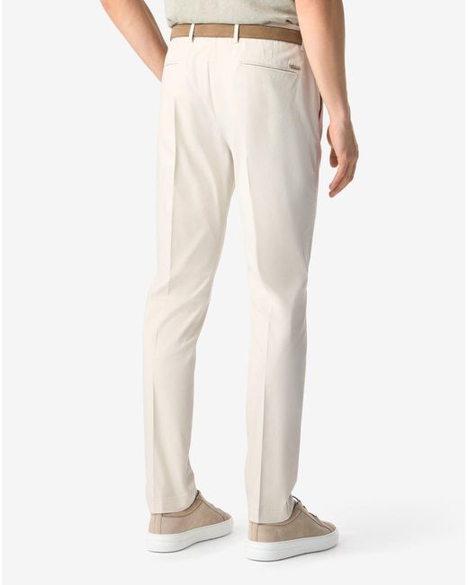 Corneliani White Cream Garment-Dyed Gabardine Trousers for men